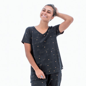 Winter Night Short Sleeve Pajama Top alt 1