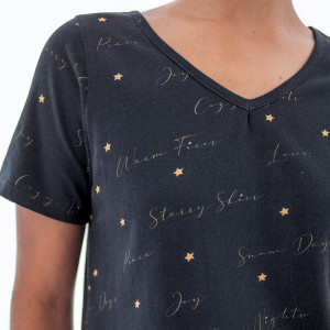 Winter Night Short Sleeve Pajama Top detail